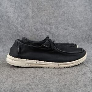 Hey Dude Shoes Womens 7 Wendy Sneakers Casual Trainer Canvas Black Slip On Moc